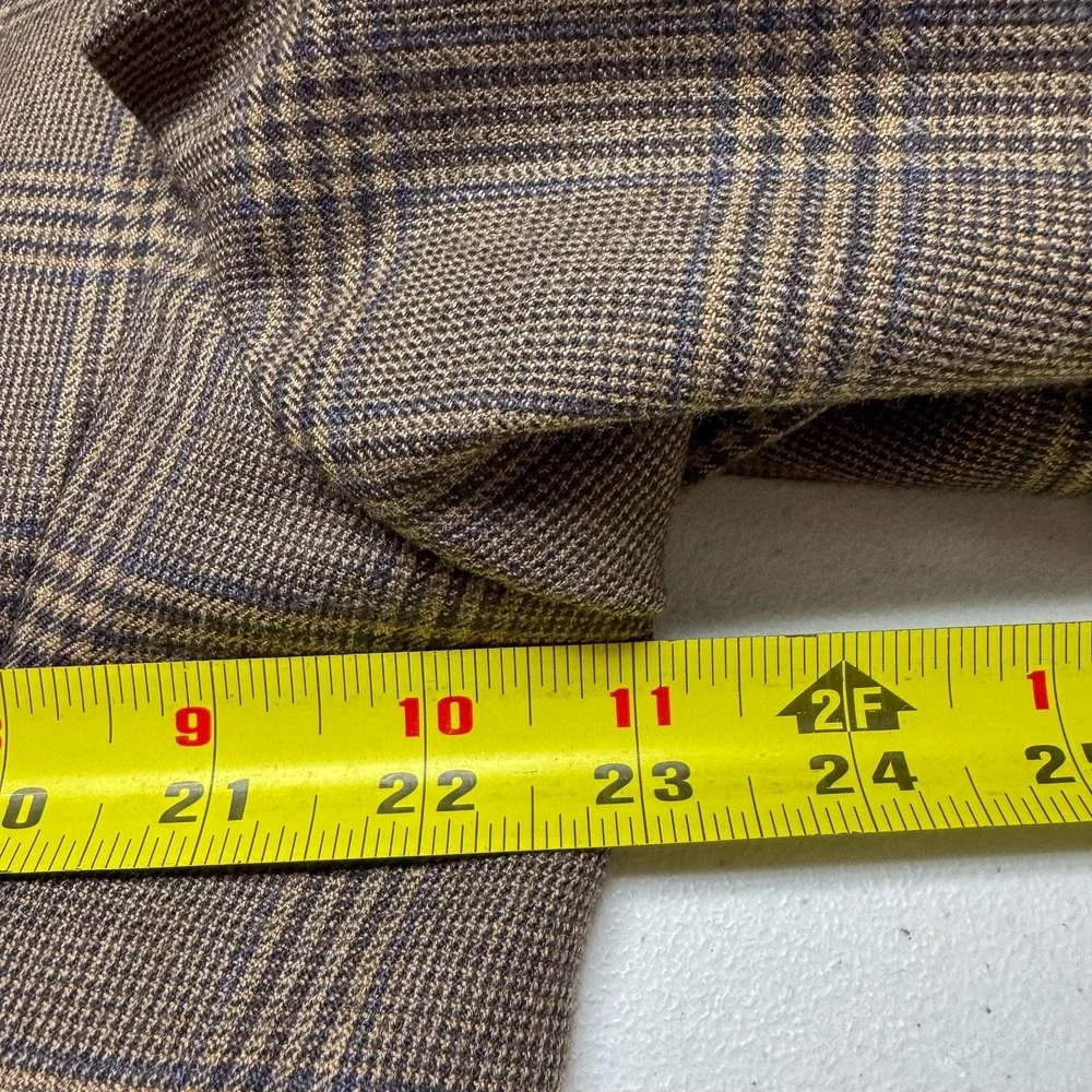Jos A Bank Signature Blazer Mens‎ 44L Brown Plaid 100% Wool Sport Coat Jacket